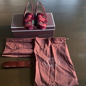Stubbs & Wootton Colefax & Fowler Collab Burgundy Velvet Geranium Slipper